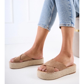 Brown Espadrilles med ränder på plattformen brun 4