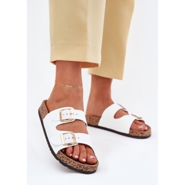 EVento Kvinnors flip flops med eko spännen vitt läder 2