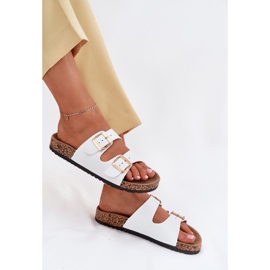 EVento Kvinnors flip flops med eko spännen vitt läder 6