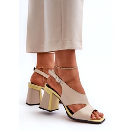 S.Barski Damsandaler på högklackat Beige D&amp;A MR38-153 3