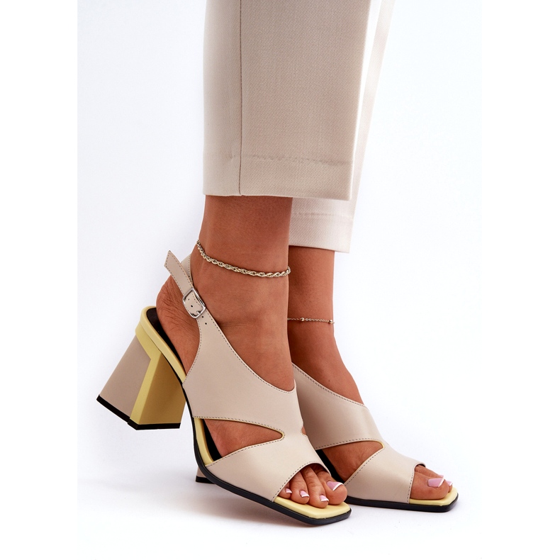 S.Barski Damsandaler på högklackat Beige D&amp;A MR38-153 1