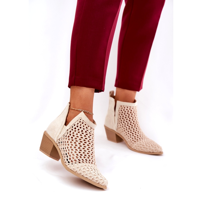 OpenWork kvinnors höga klackar med utskärningar och ljusa beige flätor 2