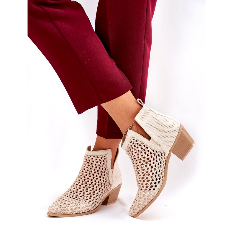 OpenWork kvinnors höga klackar med utskärningar och ljusa beige flätor 3