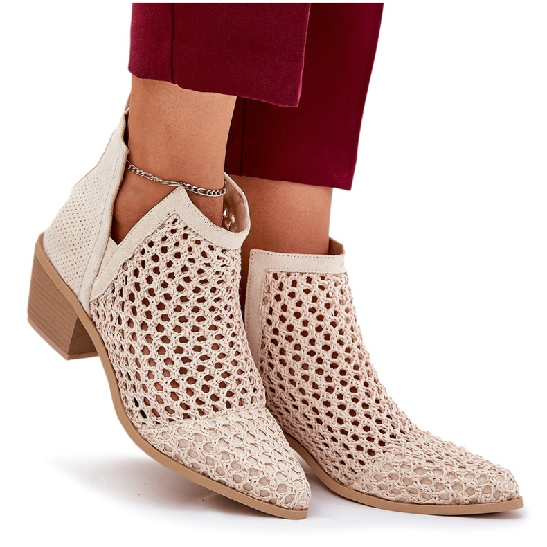 OpenWork kvinnors höga klackar med utskärningar och ljusa beige flätor 4