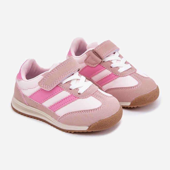 Barns sneakers sportskor med rosa kardborrband 1