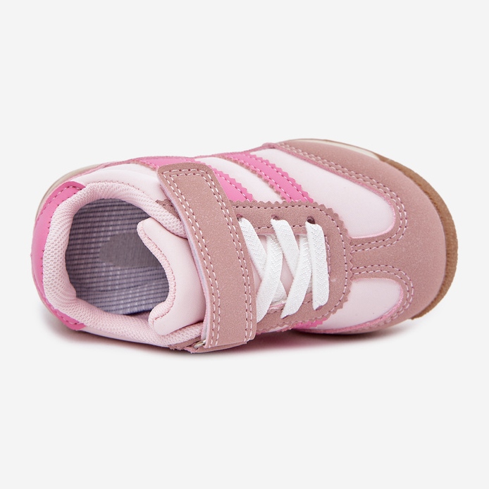 Barns sneakers sportskor med rosa kardborrband 2
