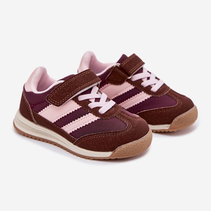 Barns sneakers sportskor för kardborrband brun 1