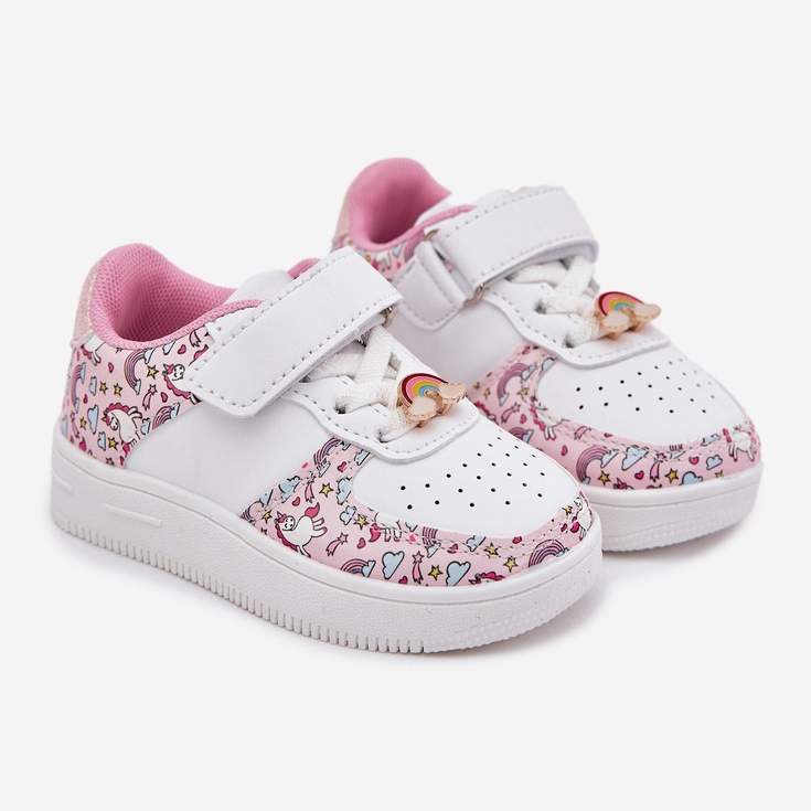 Barns sneakers sportskor rosa enhörningar vit 1