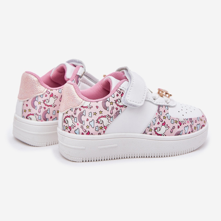 Barns sneakers sportskor rosa enhörningar vit 2