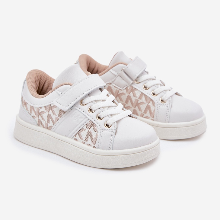 Barns sneakers sportskor med ekoläder vit och beige 1