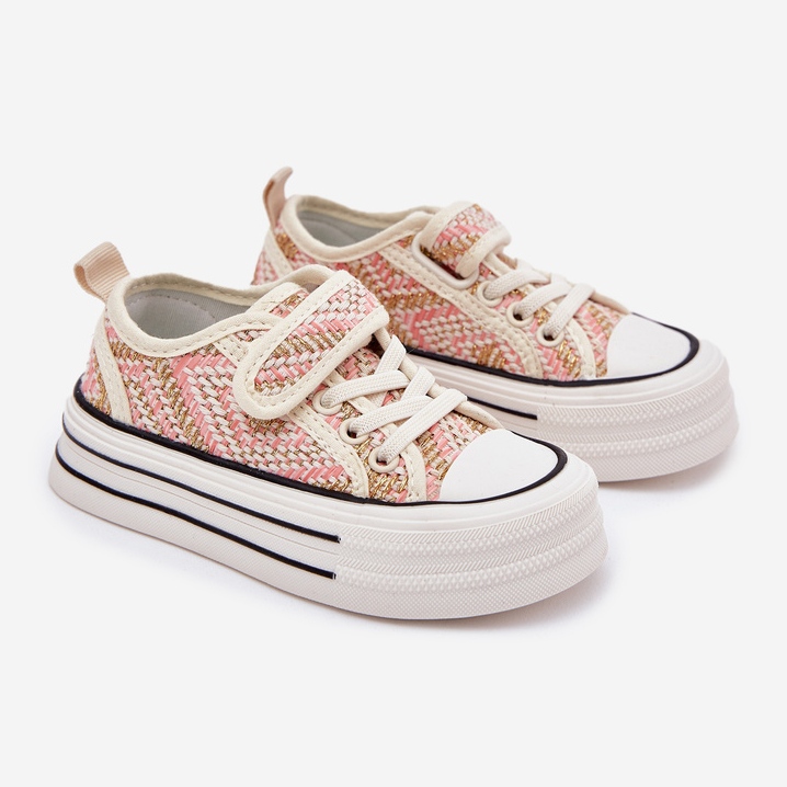 Flickas rosa kardborrsneakers 1