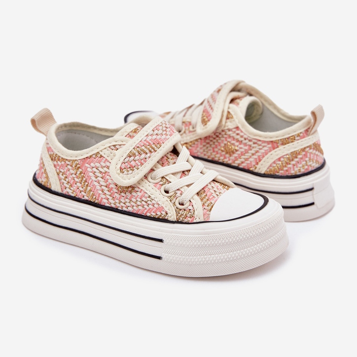 Flickas rosa kardborrsneakers 2