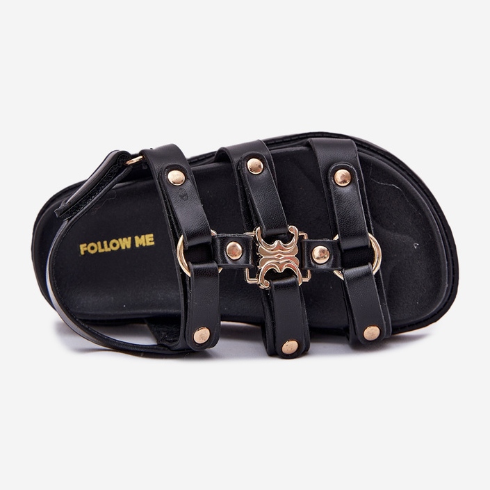 Flickas sandaler med en gyllene detalj svart 2