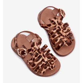 Barnsandaler med ekosläder leopardtryck brun 3