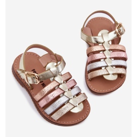 Flickors barnsandaler med ekosläder gyllene 3