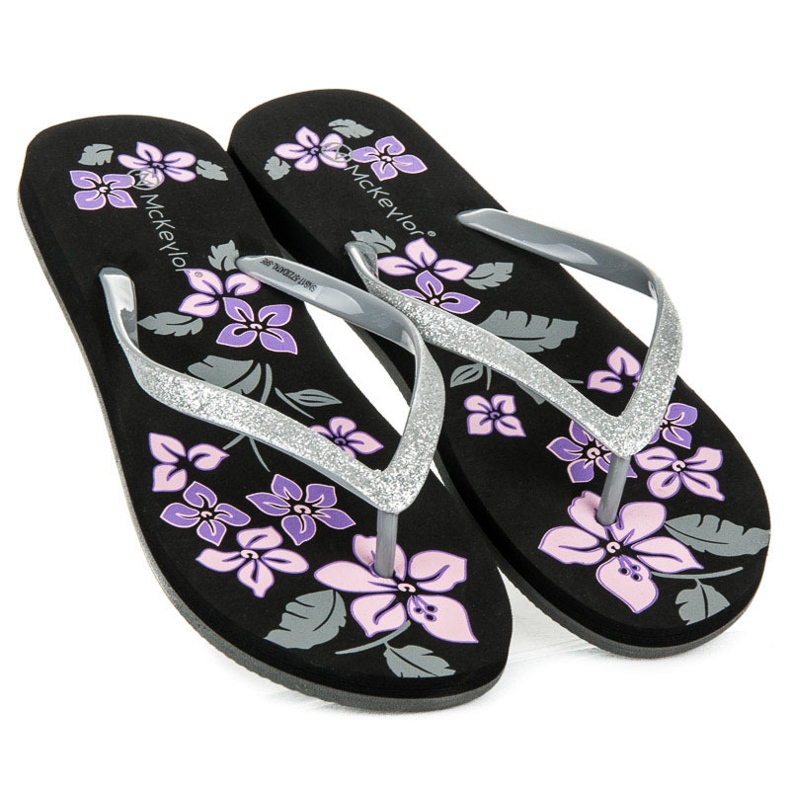 Mckeylor Flipflops med blommor svart 1