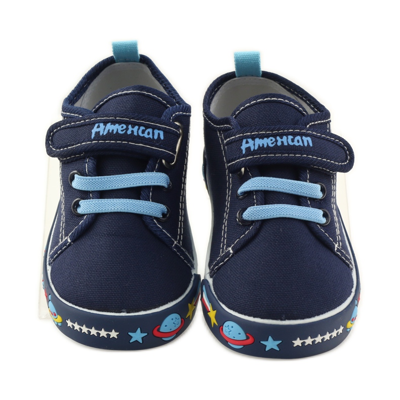 American Club Amerikanska sneakers sneakers läder innersula marinblå blå vit 4