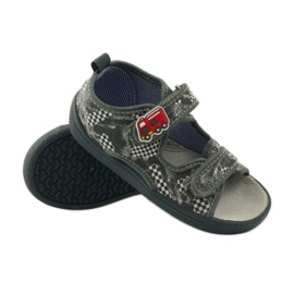 American Club Sandaler i innersula i amerikanskt läder grå vit 3