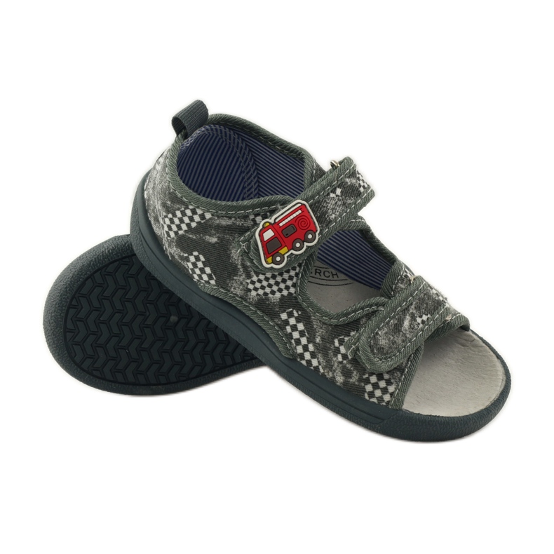 American Club Sandaler i innersula i amerikanskt läder grå vit 3