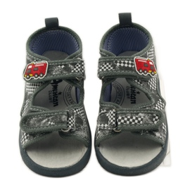 American Club Sandaler i innersula i amerikanskt läder grå vit 4