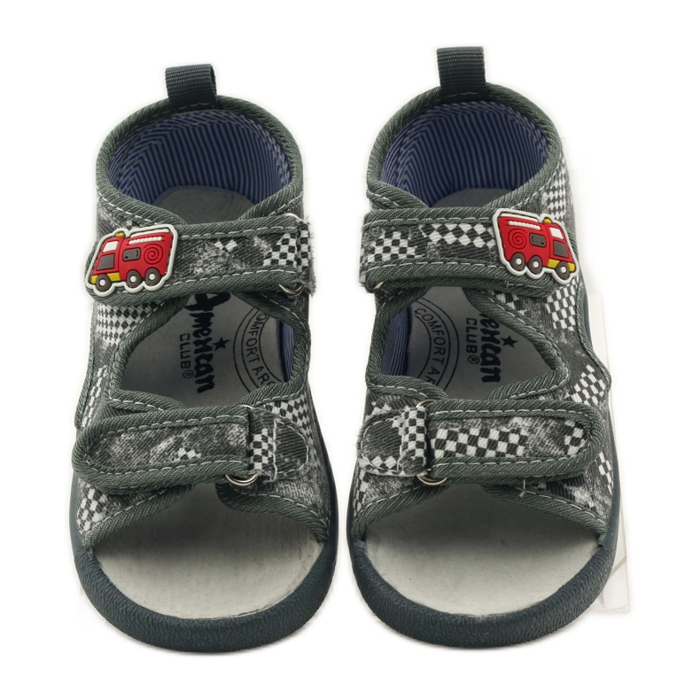 American Club Sandaler i innersula i amerikanskt läder grå vit 4