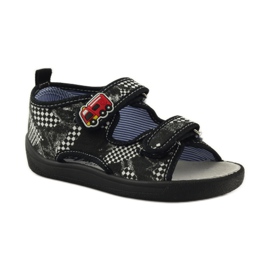 American Club Sandaler i innersula i amerikanskt läder vit svart 1