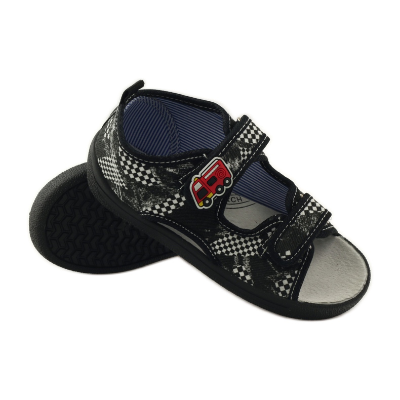 American Club Sandaler i innersula i amerikanskt läder vit svart 3