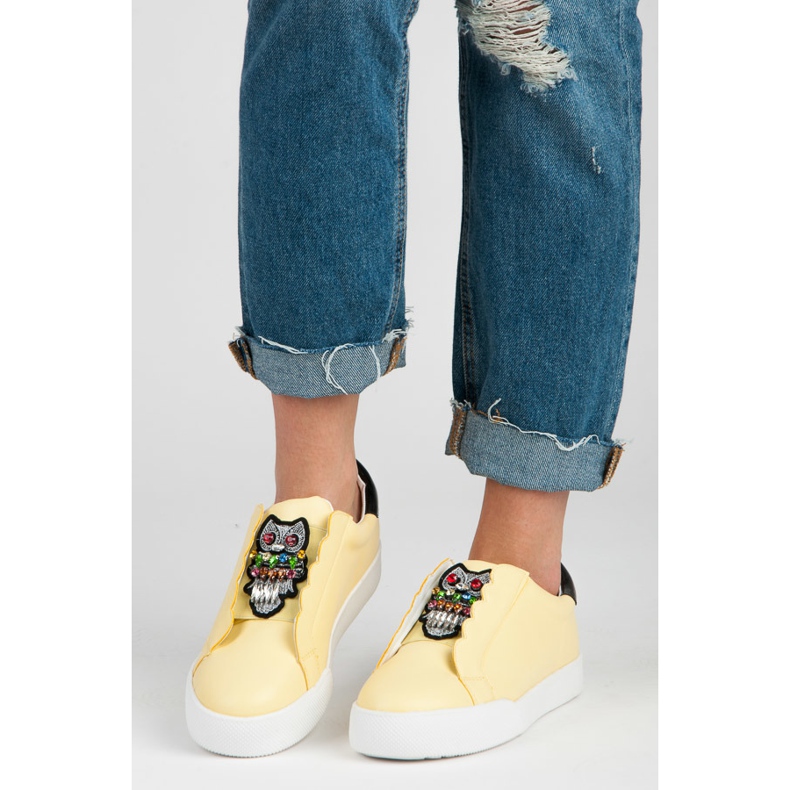 Vices Slip-on sneakers med ugglor gul 1