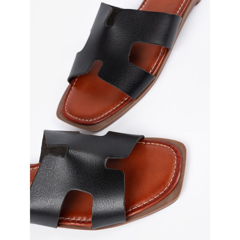 Sergio Leone Svarta flip flops med en fyrkantig tå 1