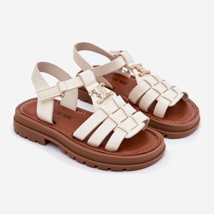 Flickas sandaler med dekorativ detalj beige 1