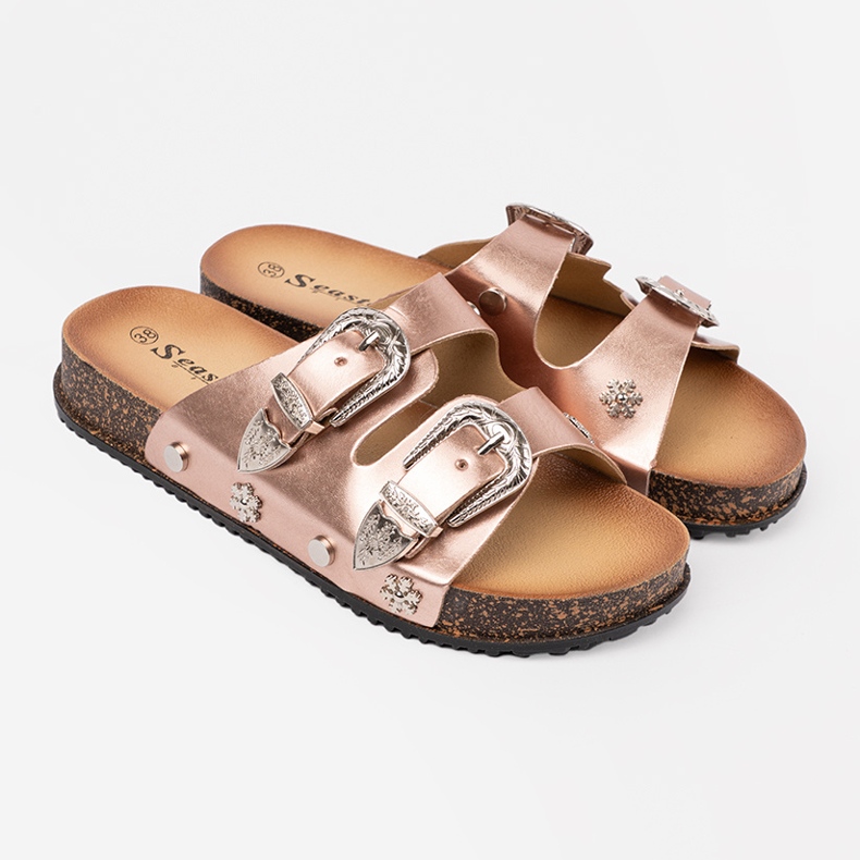 Seastar Kvinnors rosa guldfärgflip flops 1