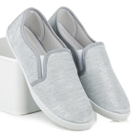 Slip on sneakers med silvertråd grå 2