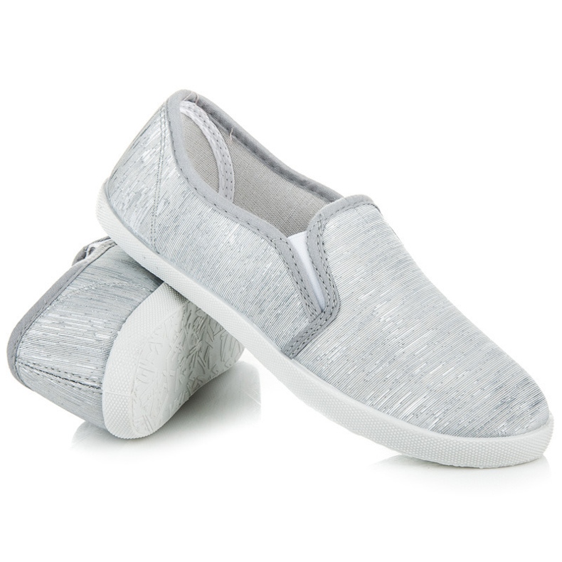 Slip on sneakers med silvertråd grå 1