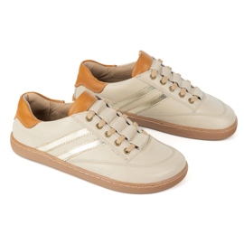 Sneakers Barefoot Women's Kaia Olivier - Light Beige Leather Shoes 5
