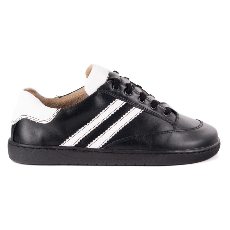 Sneakers barfota kvinnor olivier svarta läderskor med vita 2