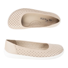 Olivier Barfota kvinnors minimalistiska ballerinas gled 1771pol openwork beige 9