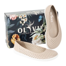 Olivier Barfota kvinnors minimalistiska ballerinas gled 1771pol openwork beige 8