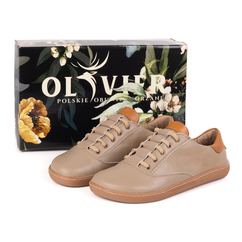 Kvinnors barfota sneakers maja olivier - cappuccino anatomiska läderskor beige 2