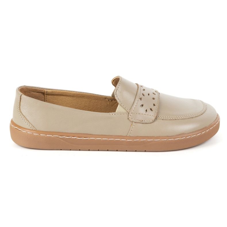 Olivier Kvinnors barfota Inga Loafers med en bred polsk mörk beige 1