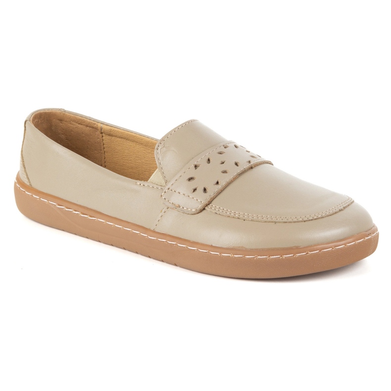 Olivier Kvinnors barfota Inga Loafers med en bred polsk mörk beige 2