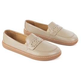Olivier Kvinnors barfota Inga Loafers med en bred polsk mörk beige 4