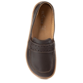 Olivier Kvinnors barfota inga loafers med en bred polsk mörk brun 10