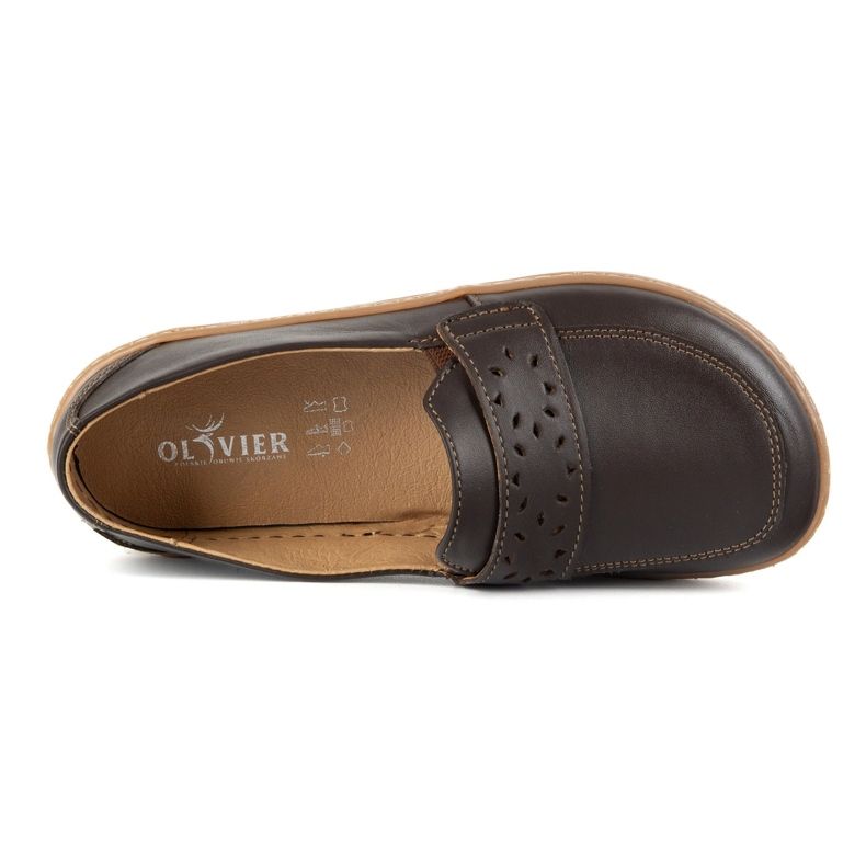 Olivier Kvinnors barfota inga loafers med en bred polsk mörk brun 1