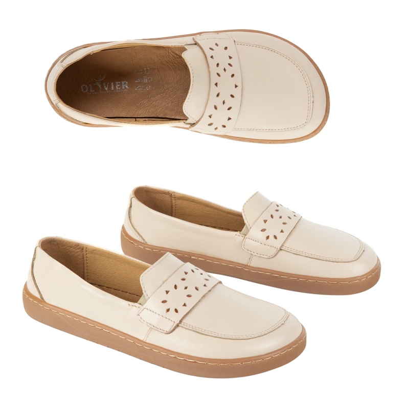 Olivier Barfota inga kvinnors loafers med en bred polsk beige 2