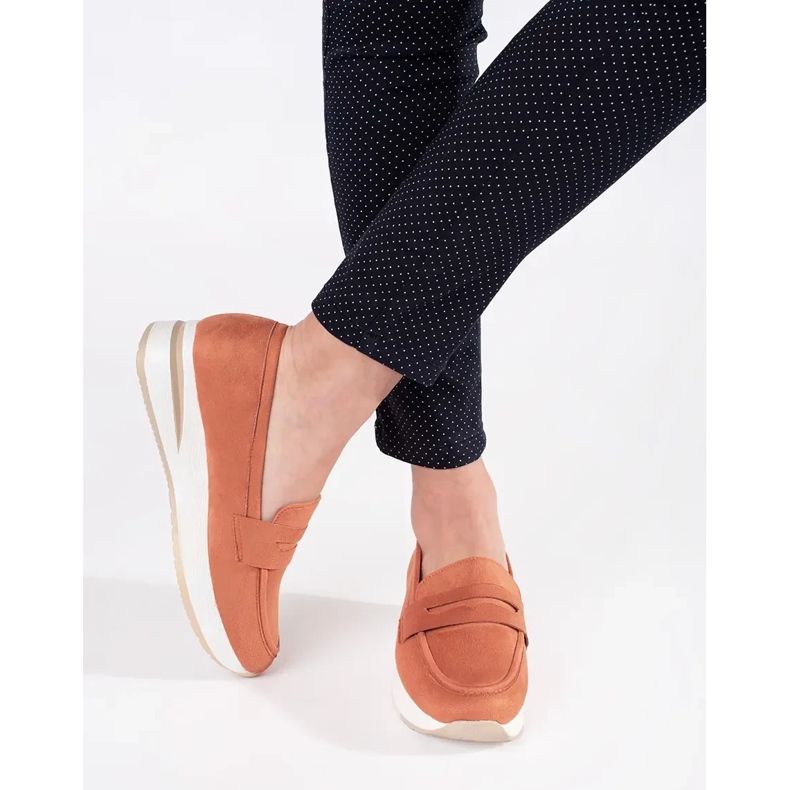Kvinnors glidande loafers på plattformen orange 1