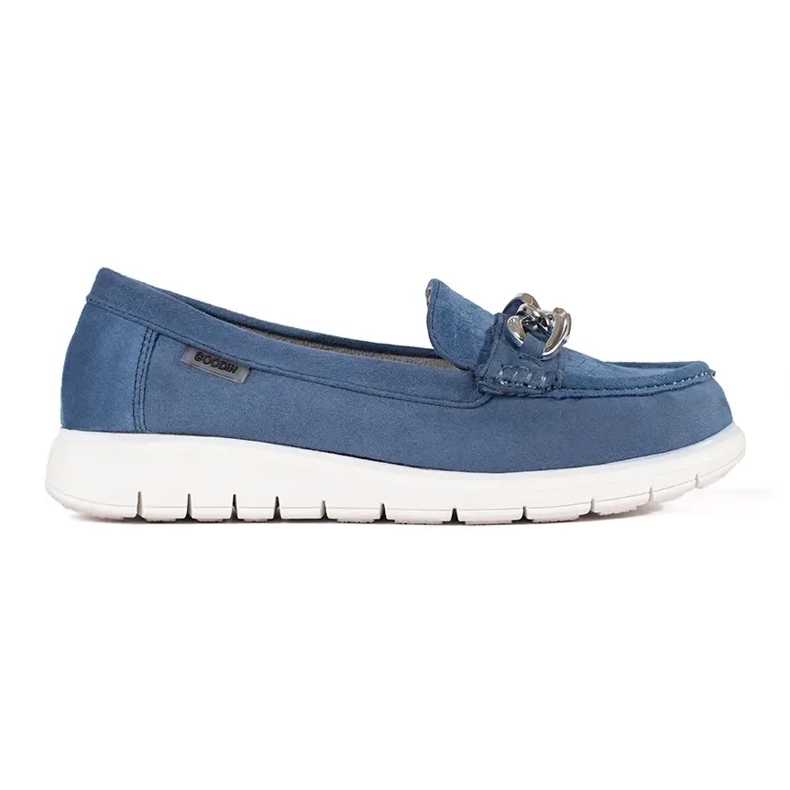 Goodin Sued Blue Loafers med en kedja blå 1