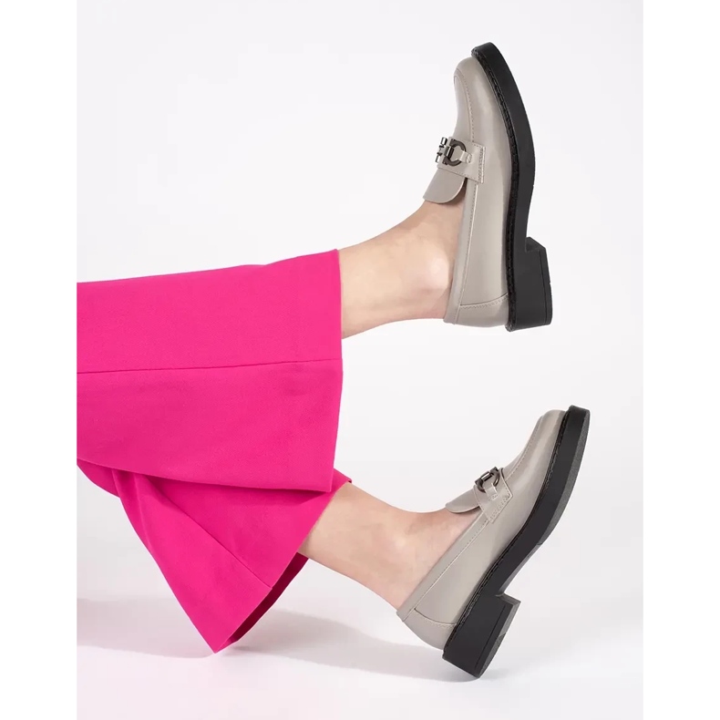 Kvinnors loafers på den tjocka sulan Sergio Leone grå 2