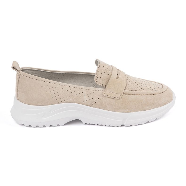 Goodin Läder beige loafers på plattformen 1