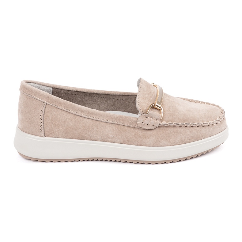 Goodin Beige loafers tillverkade av naturläder 2