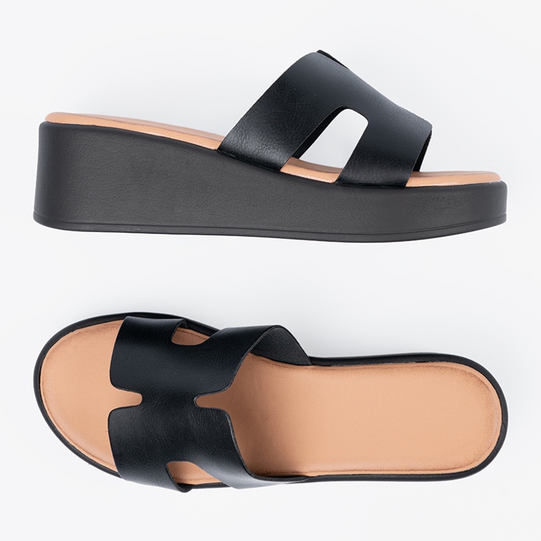 Seastar Kvinnors svarta plattforms tofflor 1